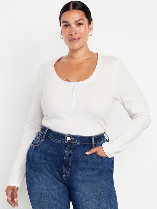 Image number 7 showing, Scoop-Neck Long-Sleeve Ribbed Top