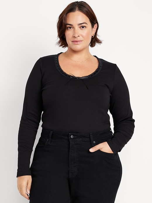 Image number 7 showing, Scoop-Neck Long-Sleeve Ribbed Top