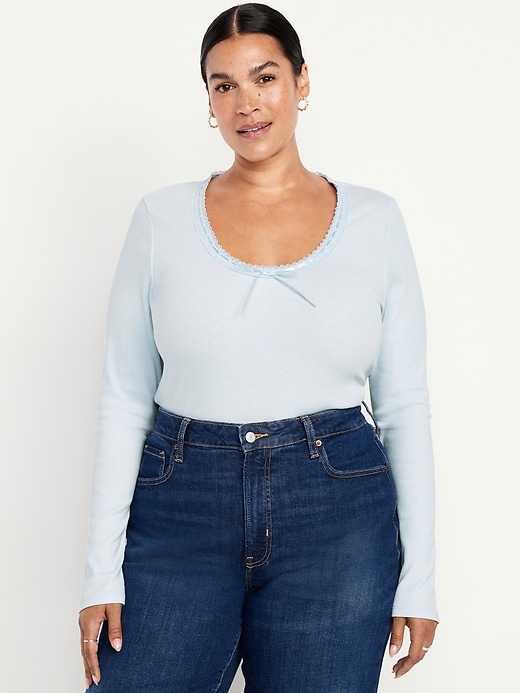 Image number 7 showing, Scoop-Neck Long-Sleeve Ribbed Top