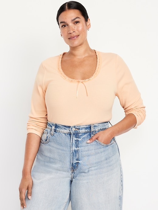 Image number 7 showing, Scoop-Neck Long-Sleeve Ribbed Top
