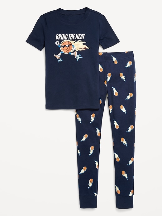 Image number 1 showing, Gender-Neutral Snug-Fit Graphic Pajama Set for Kids
