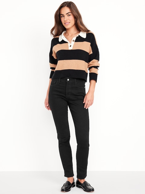 High-Waisted Rockstar Super-Skinny Jeans - Blackjack