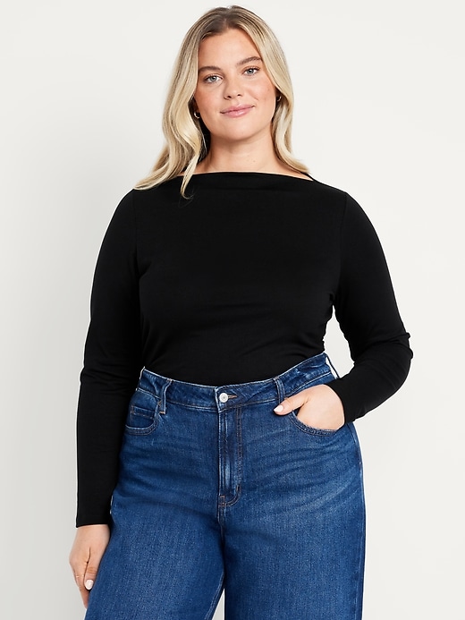 Image number 7 showing, Long-Sleeve Slit-Neck Ruched Top
