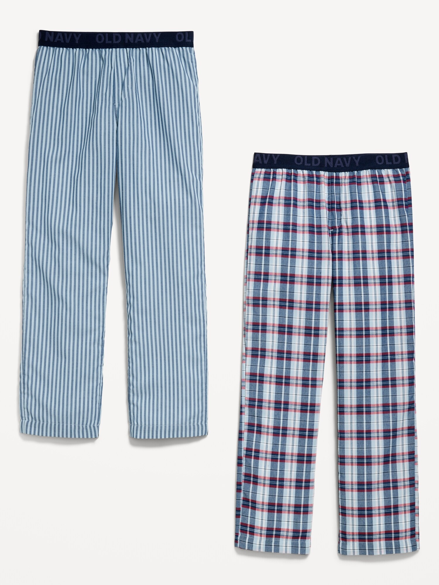 Пижамные брюки Printed Poplin Straight-Leg для детей, 2 шт. — Old Navy, цвет: Синий клетчатый — фото 3