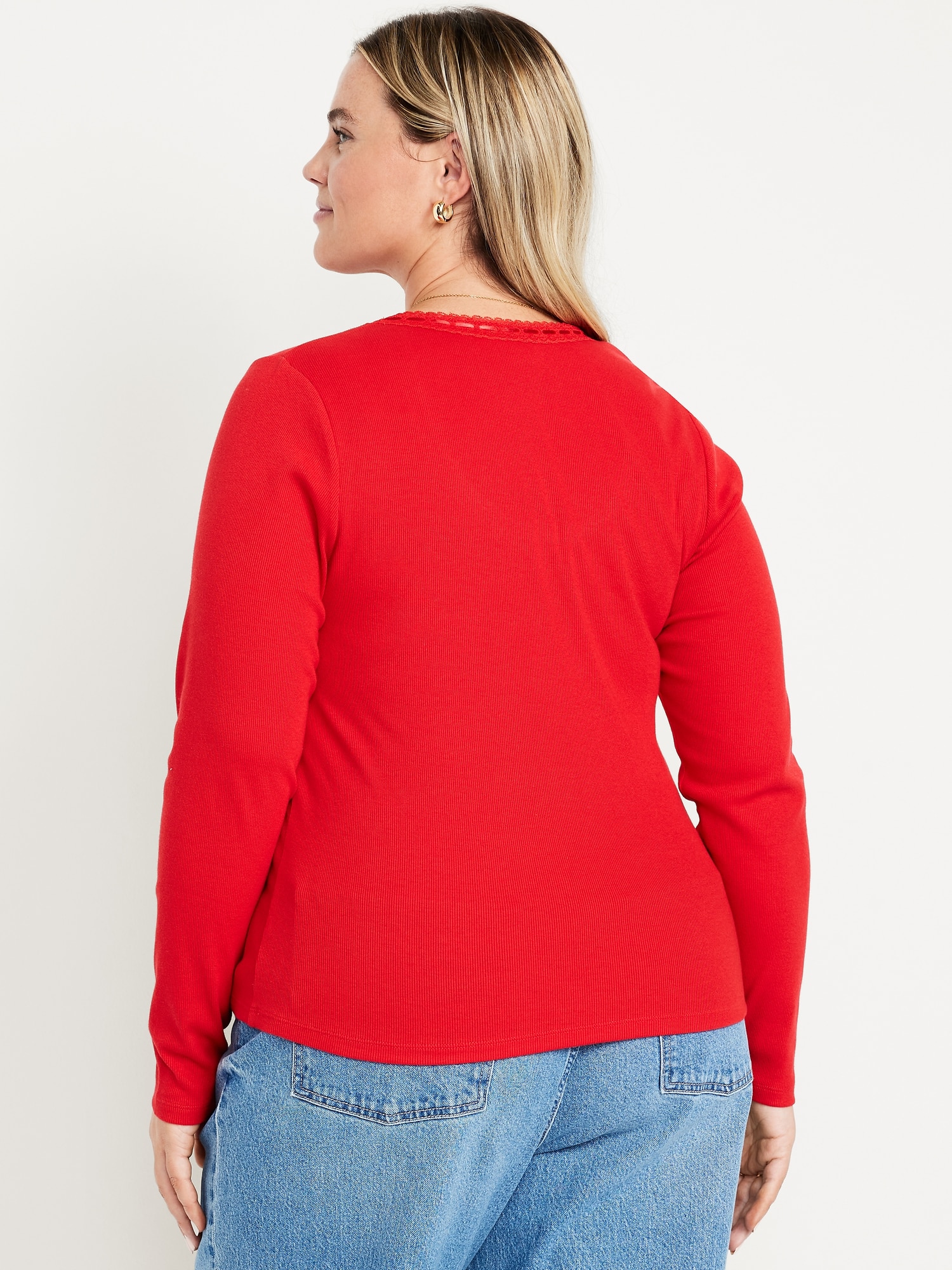 Scoop-Neck Long-Sleeve Ribbed Top