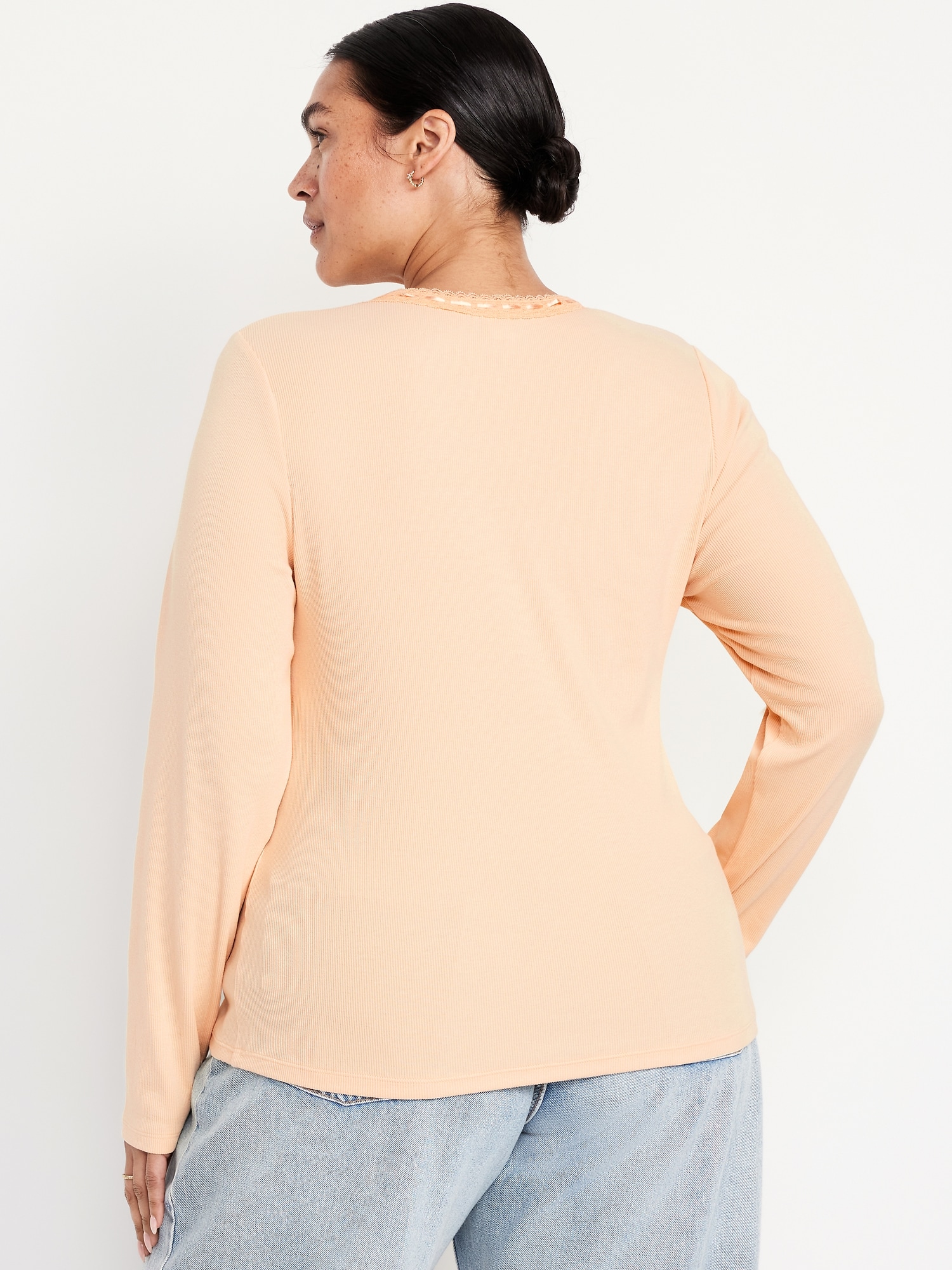 Scoop-Neck Long-Sleeve Ribbed Top