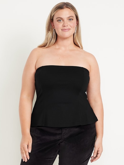 Image number 7 showing, Ponte-Knit Cropped Peplum Tube Top