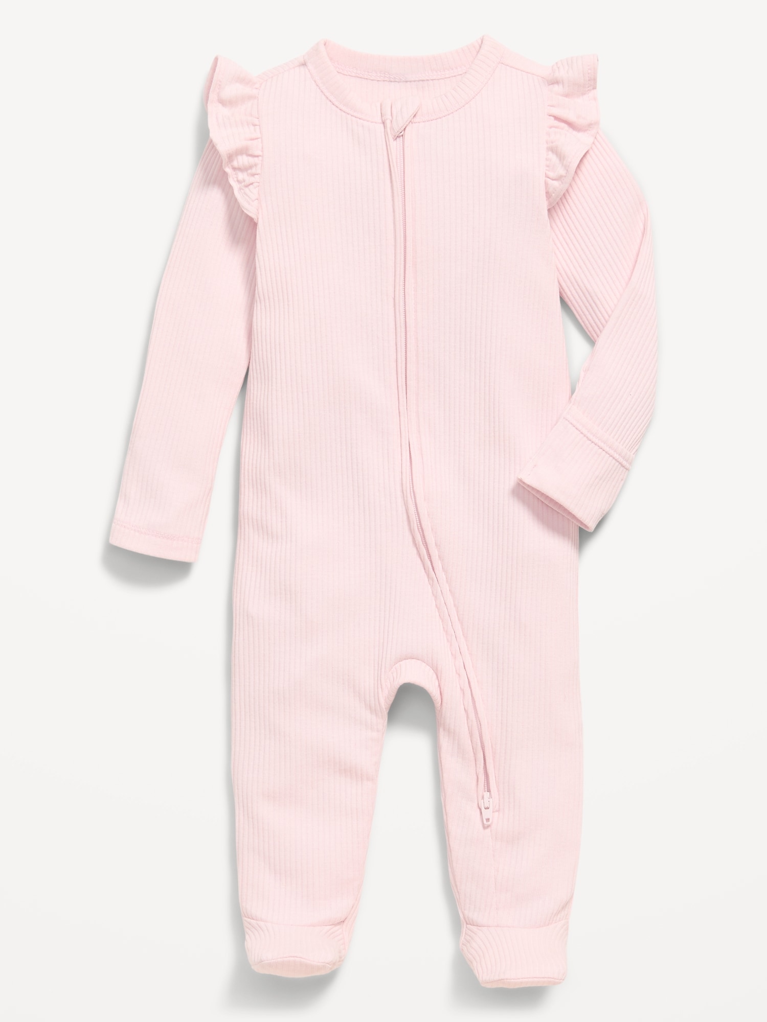 2-Way-Zip Sleep & Play Ribbed Footed One-Piece for Baby