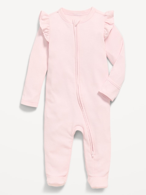 2-Way-Zip Sleep & Play Ribbed Footed One-Piece for Baby