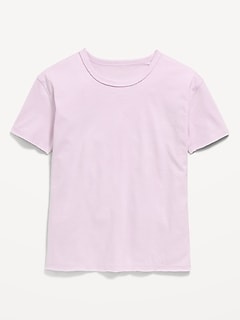 Oversized Short-Sleeve Raw-Edge T-Shirt for Girls