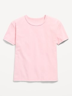 Oversized Short-Sleeve Raw-Edge T-Shirt for Girls
