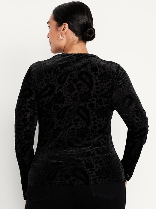 Image number 9 showing, Mock-Neck Long-Sleeve Velvet Top