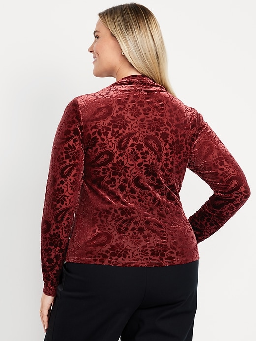 Image number 9 showing, Mock-Neck Long-Sleeve Velvet Top