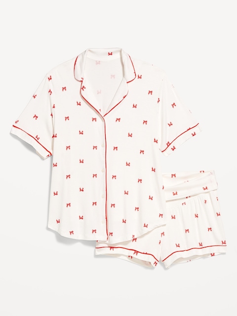 Maternity Classic Pajama Short Set - Red Bows