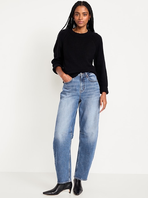 Image number 1 showing, High-Waisted Baggy Barrel Jeans