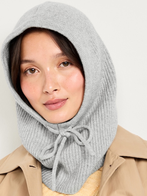 Rib-Knit Balaclava - Heather Grey