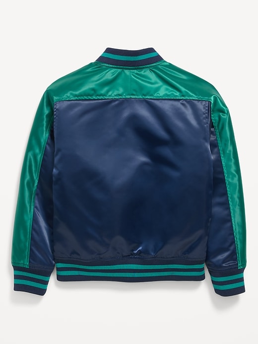 Image number 2 showing, Water-Resistant Satin Bomber Jacket for Boys