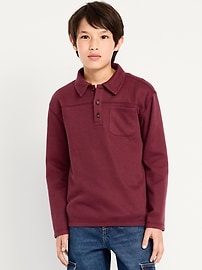 Image number 1 showing, Long-Sleeve French Rib-Knit Pocket Polo Shirt for Boys