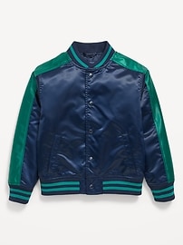 Image number 1 showing, Water-Resistant Satin Bomber Jacket for Boys