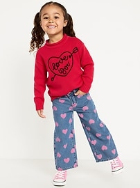 Image number 1 showing, Baggy Embroidered Wide-Leg Jeans for Toddler Girls