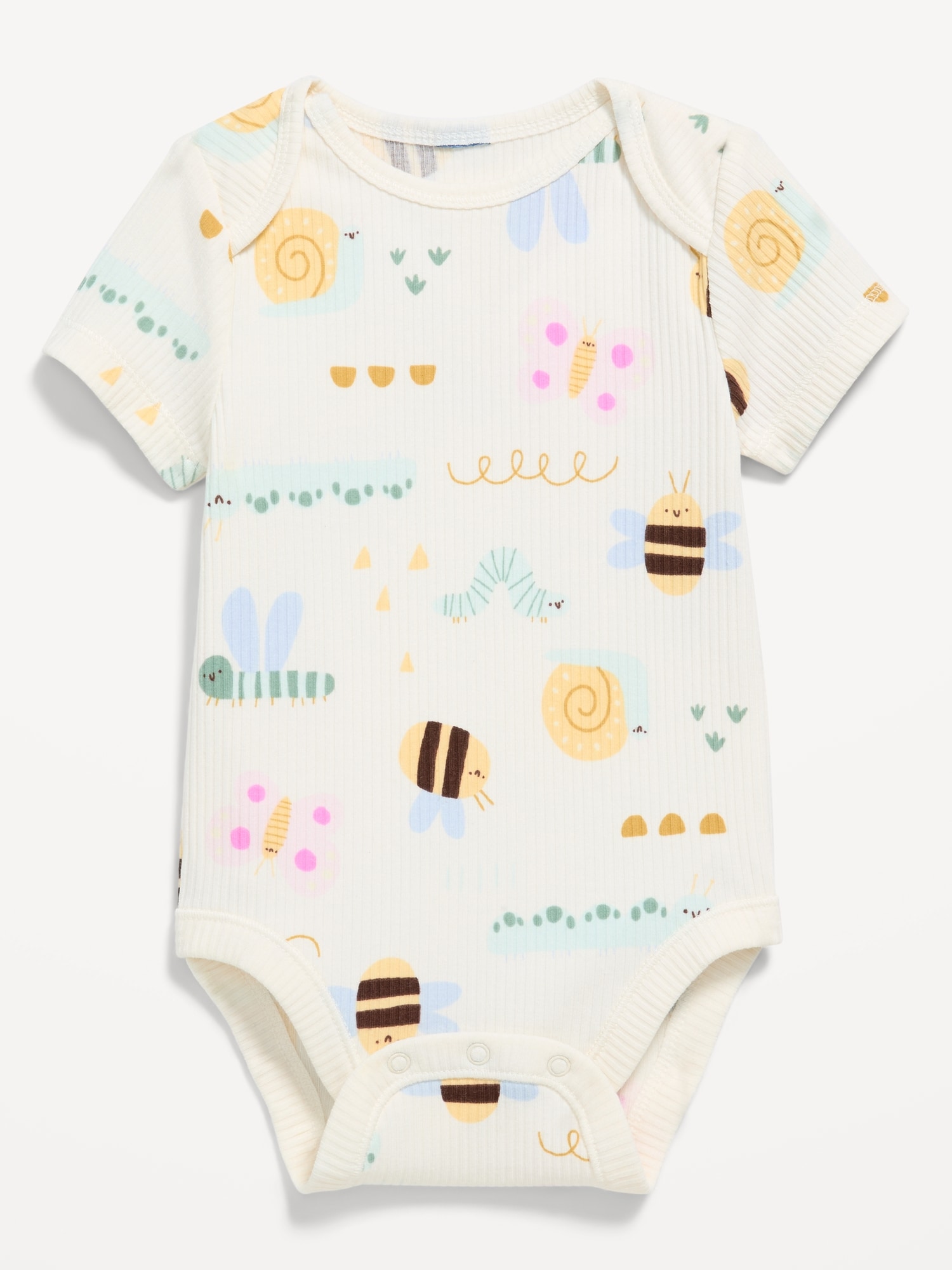Printed Short-Sleeve Ribbed Bodysuit for Baby