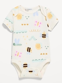 Image number 1 showing, Printed Short-Sleeve Ribbed Bodysuit for Baby