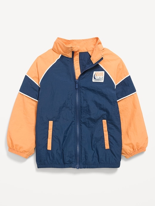 Image number 1 showing, Water-Resistant Full-Zip Windbreaker for Toddler Boys