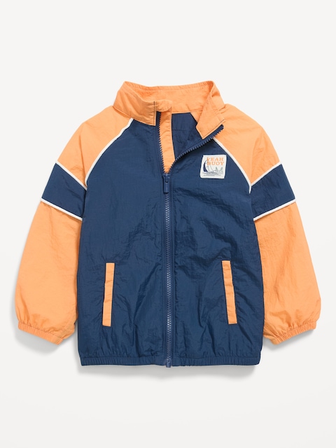 Water-Resistant Full-Zip Windbreaker for Toddler Boys