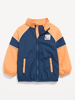Water-Resistant Full-Zip Windbreaker for Toddler Boys