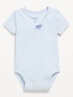 Short-Sleeve Henley Ribbed Bodysuit for Baby