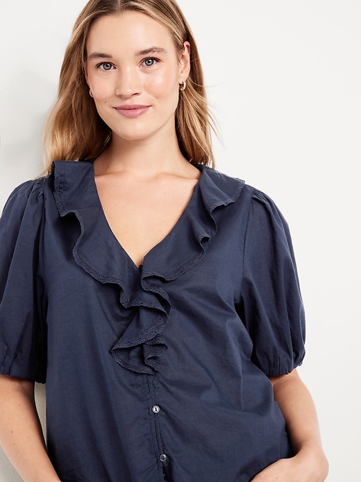 Image number 3 showing, Ruffle Collar Button-Down Top