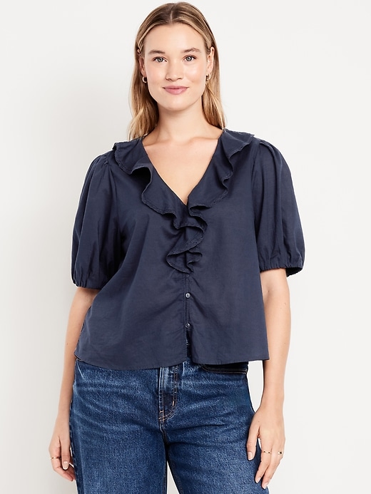 Image number 4 showing, Ruffle Collar Button-Down Top