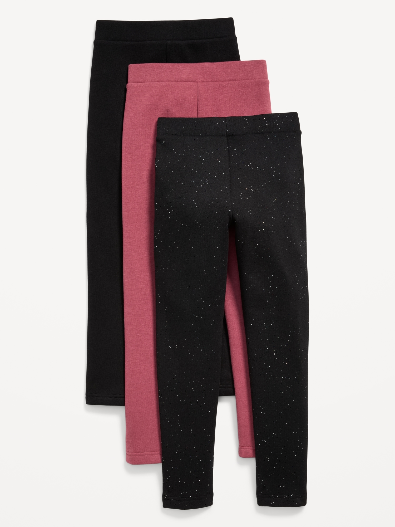 High-Waisted Full-Length Fleece Leggings 3-Pack for Girls