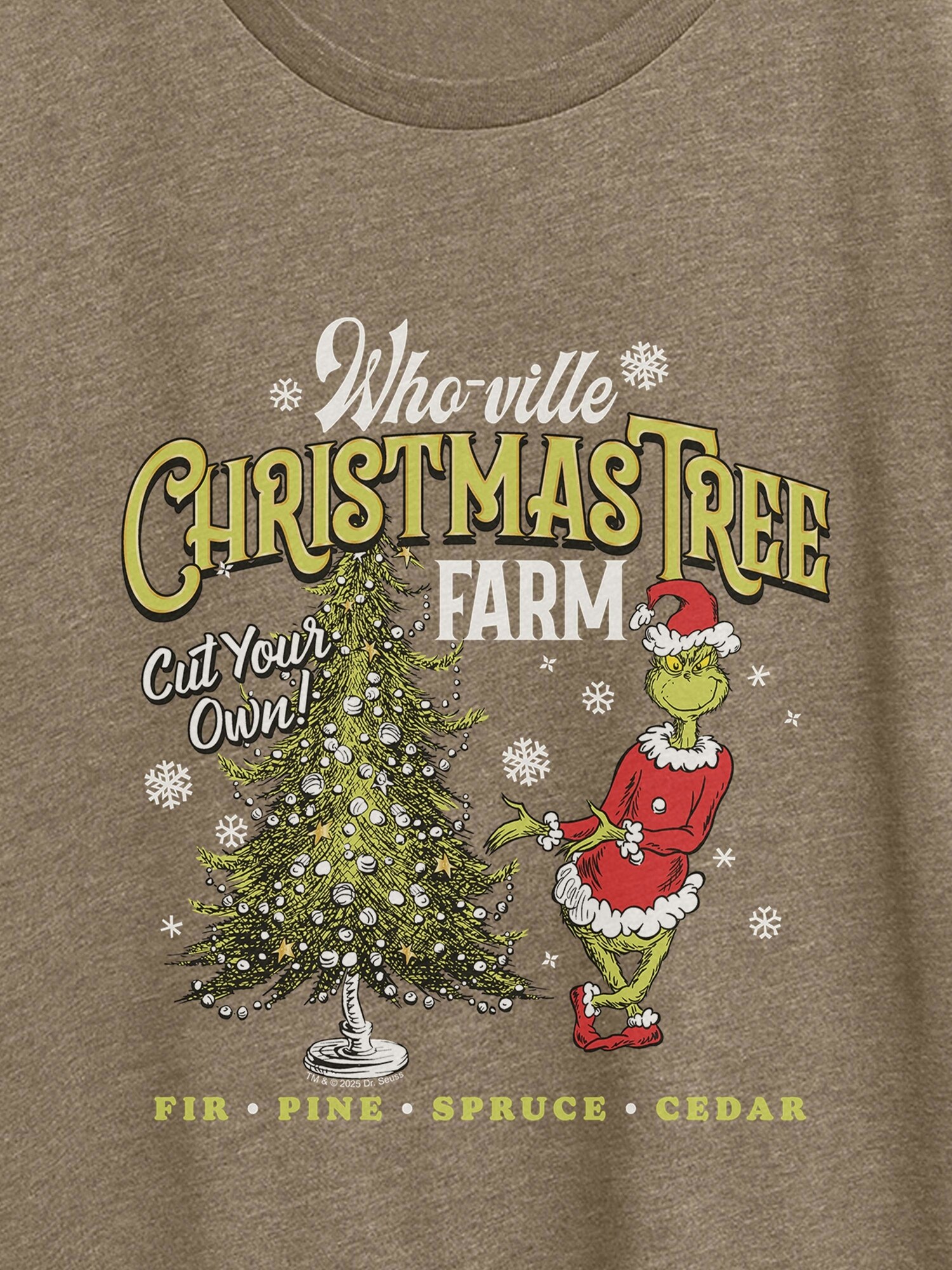 Женская футболка Old Navy How the Grinch Stole Christmas Tree Farm Short Sleeve Graphic, цвет: Меланжевый мокко — фото 2