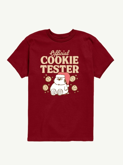 Peanuts Official Cookie Tester Short Sleeve Tee For Kids - Garnet