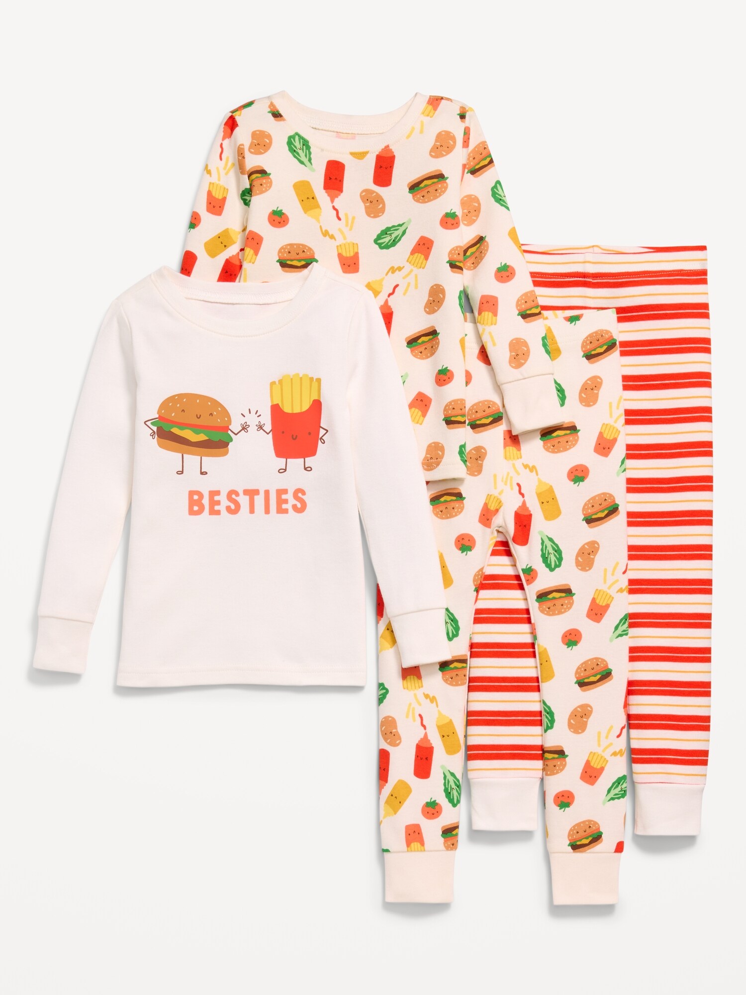 Пижама для детей, облегающий крой, 4 предмета — Old Navy, цвет: Hamburger — фото 2