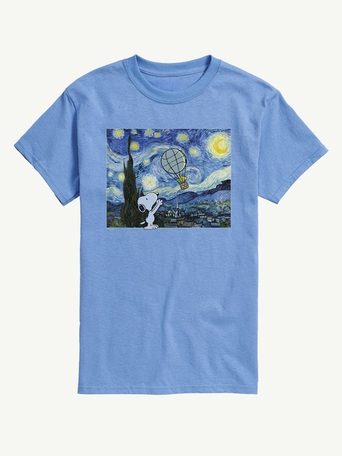 Peanuts Starry Night Short Sleeve Graphic Tee - Carolina Blue