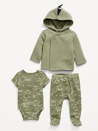 Image number 2 showing, Unisex 3-Piece Dino-Print Layette Set for Baby