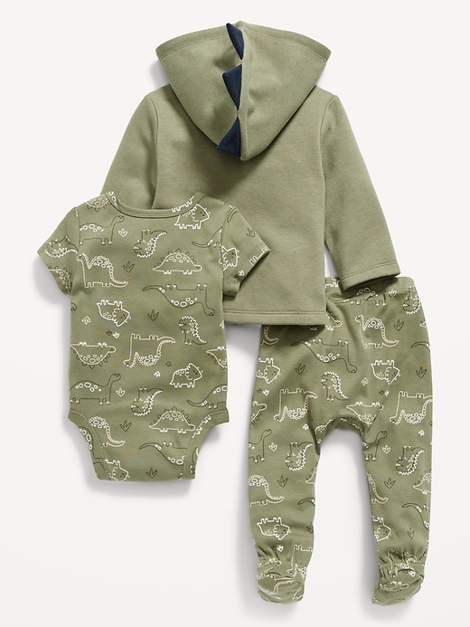 Image number 3 showing, Unisex 3-Piece Dino-Print Layette Set for Baby