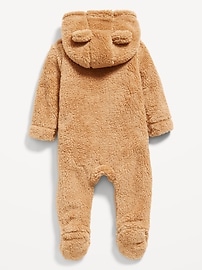 Image number 3 showing, Hooded Critter Footed Sherpa One-Piece for Baby