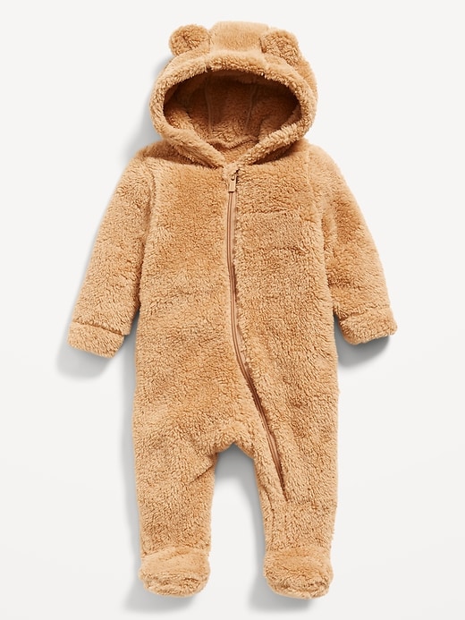 Hooded Critter Footed Sherpa One-Piece for Baby