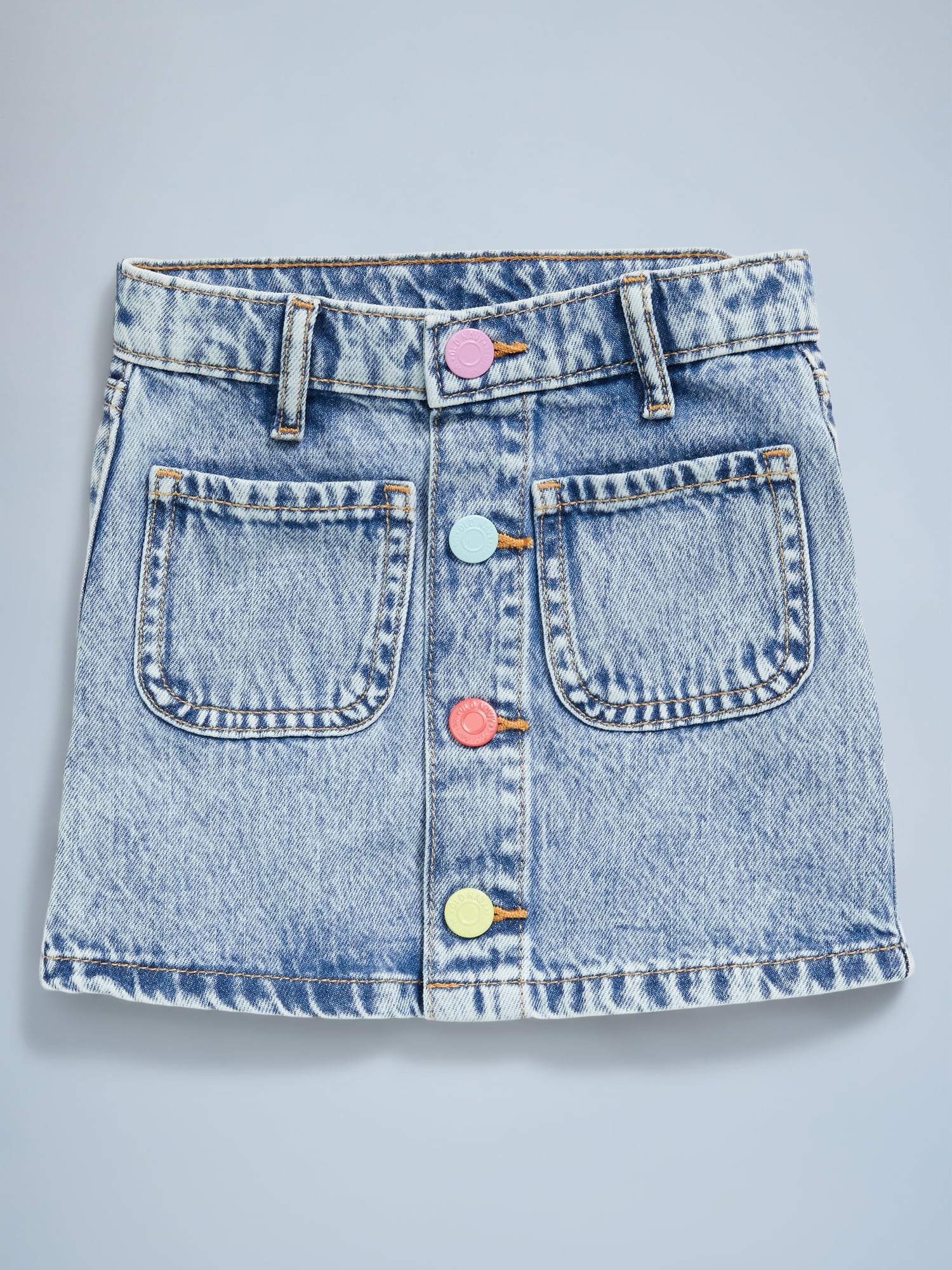 High-Waisted Button-Front Jean Skirt for Toddler Girls