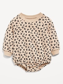 Image number 2 showing, Printed Long-Sleeve Fleece One-Piece Romper for Baby