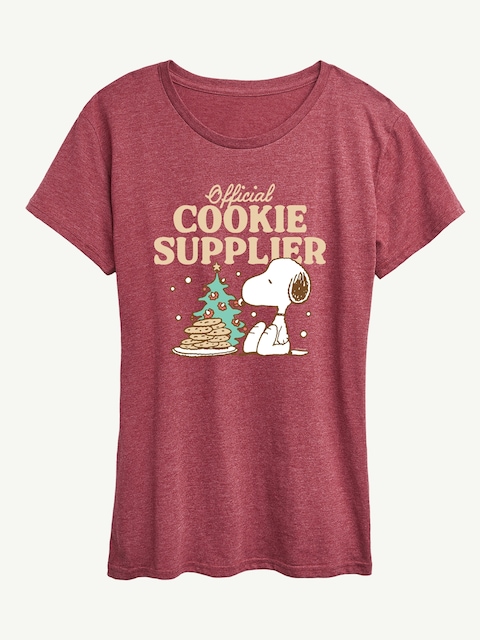 Peanuts Official Cookie Supplier Short Sleeve Graphic Tee - Heather Wine