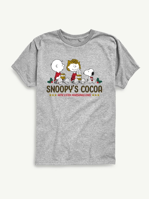 Peanuts Snoopys Cocoa Short Sleeve Tee For Kids - Athletic Heather