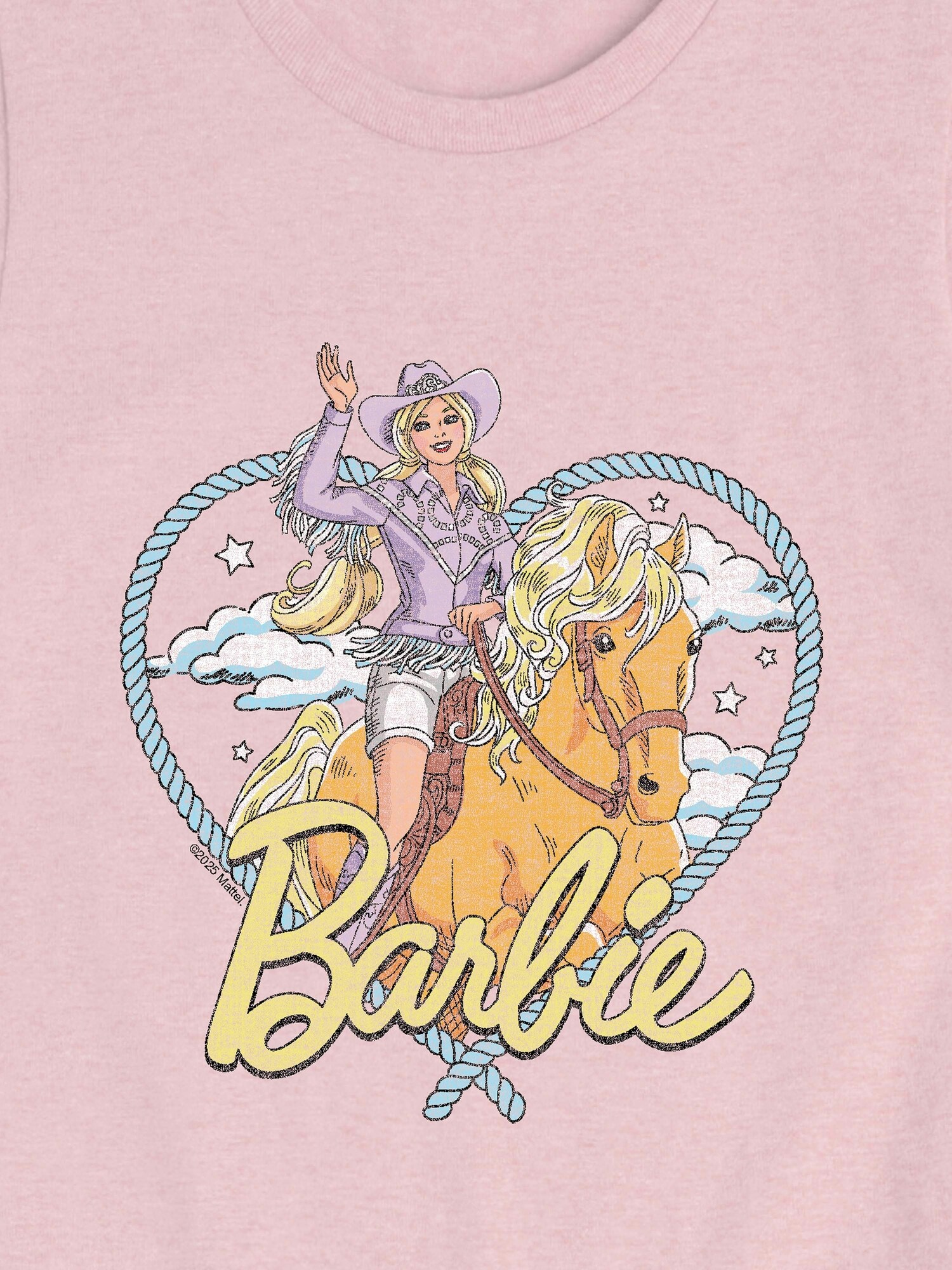 Детская футболка Old Navy Western Barbie с коротким рукавом для малышей, цвет: Меланжевый розовый — фото 2