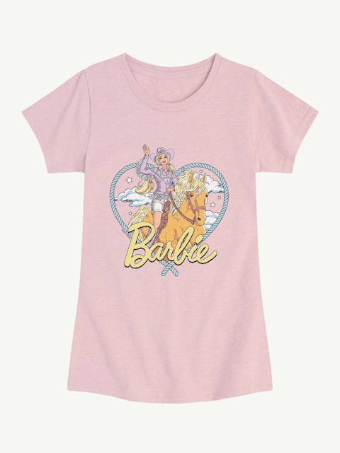 Western Barbie Short Sleeve Tee For Toddler - Heather Pink