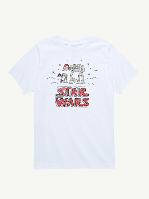 Star Wars Christmas Scribble Short Sleeve Tee For Toddler - White