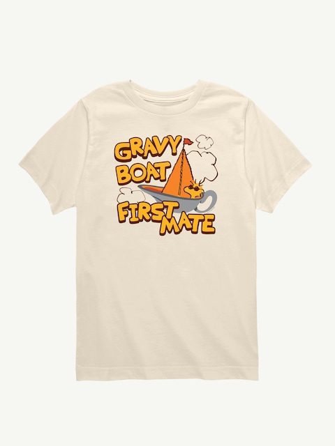 Peanuts Gravy Boat First Mate Short Sleeve Tee For Kids - Cream