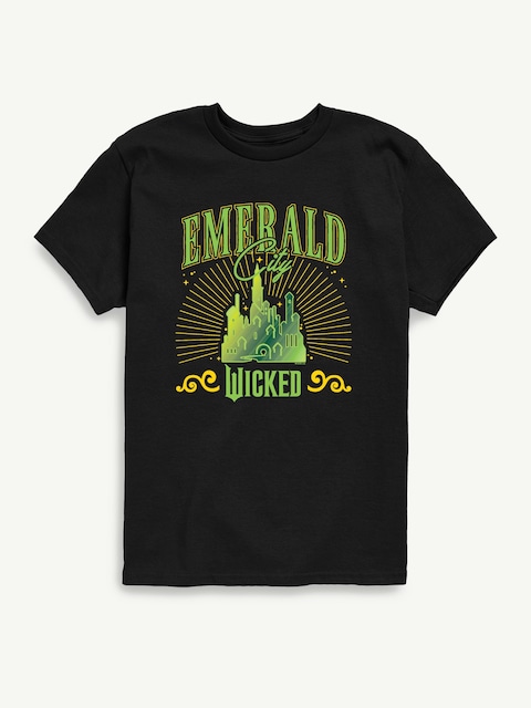 Wicked Emerald City Short Sleeve Tee For Kids - Black